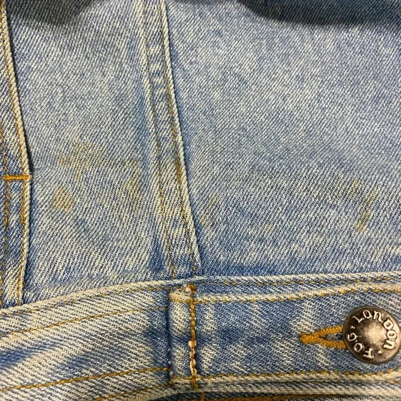 London Fog, Blue Denim Jacket with Brown leather Collar - Picture 15 of 15